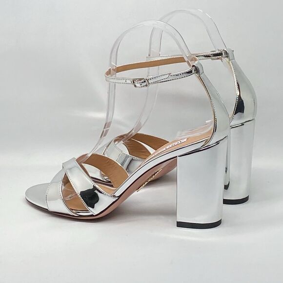 Aquazzura Divine 85MM Metallic Block-Heel Sandals size 37 - Picture 10 of 16